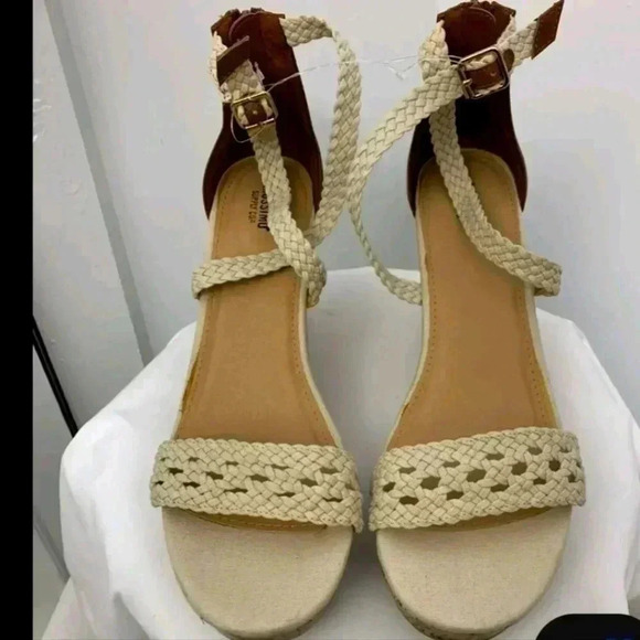 Mossimo Women's Novalee Crochet Wedge Strap Sandals Shoes Size 10 Natural brown - Picture 2 of 4